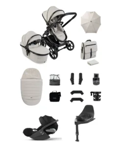 iCandy Peach 8 Complete Bundle with Cybex Cloud T i-Size Rotating Baby Car Seat - Taupe