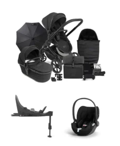 iCandy Peach 7 STUDIO Complete Pushchair Bundle and Cybex Cloud T i-Size Rotating Car Seat & Base - Black
