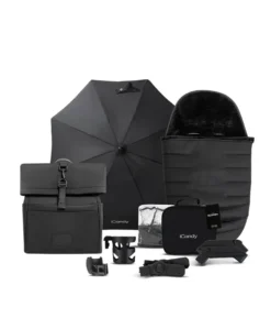 iCandy Peach 7 STUDIO Complete Pushchair Bundle and Cybex Cloud T i-Size Rotating Car Seat & Base - Black