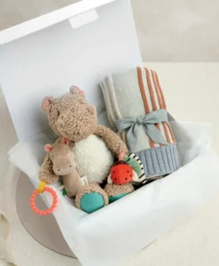 Knitted Blanket & Hippo Gift Box