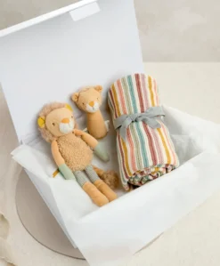 Knitted Blanket & Lion Gift Box