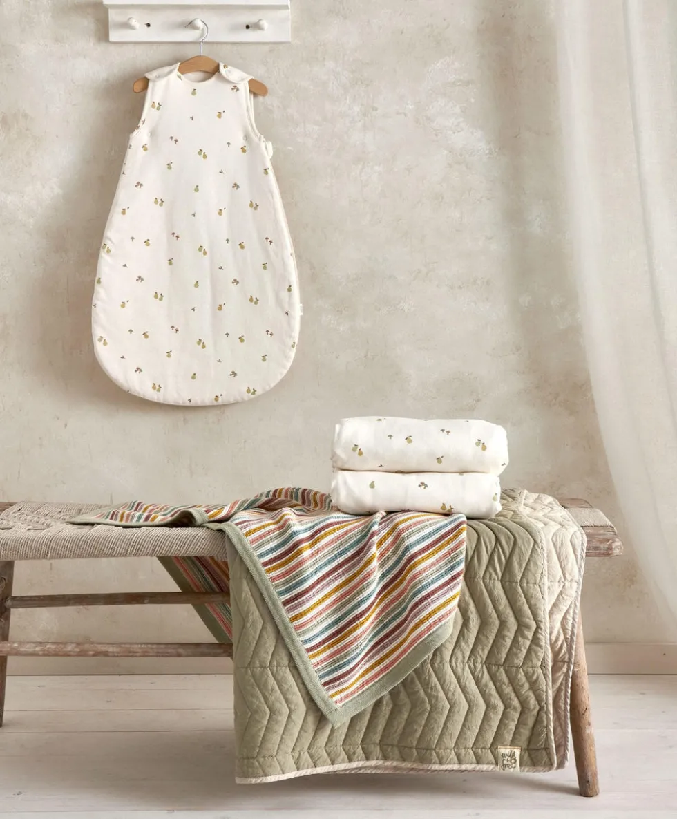 Knitted Blanket - Multi Colour Stripe