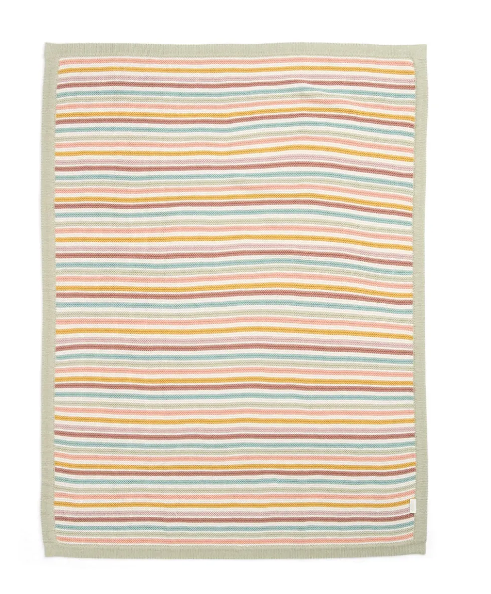 Knitted Blanket - Multi Colour Stripe
