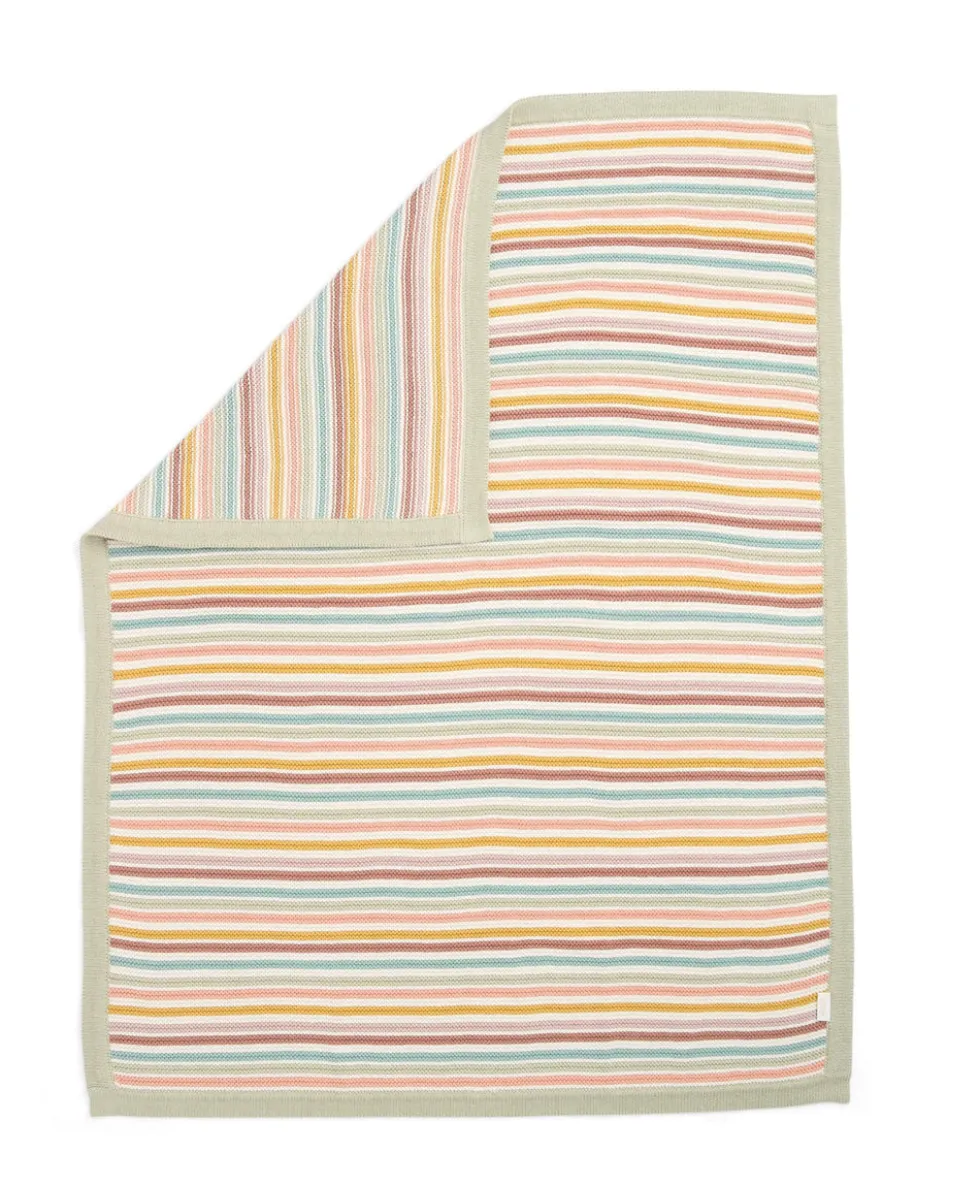 Knitted Blanket - Multi Colour Stripe