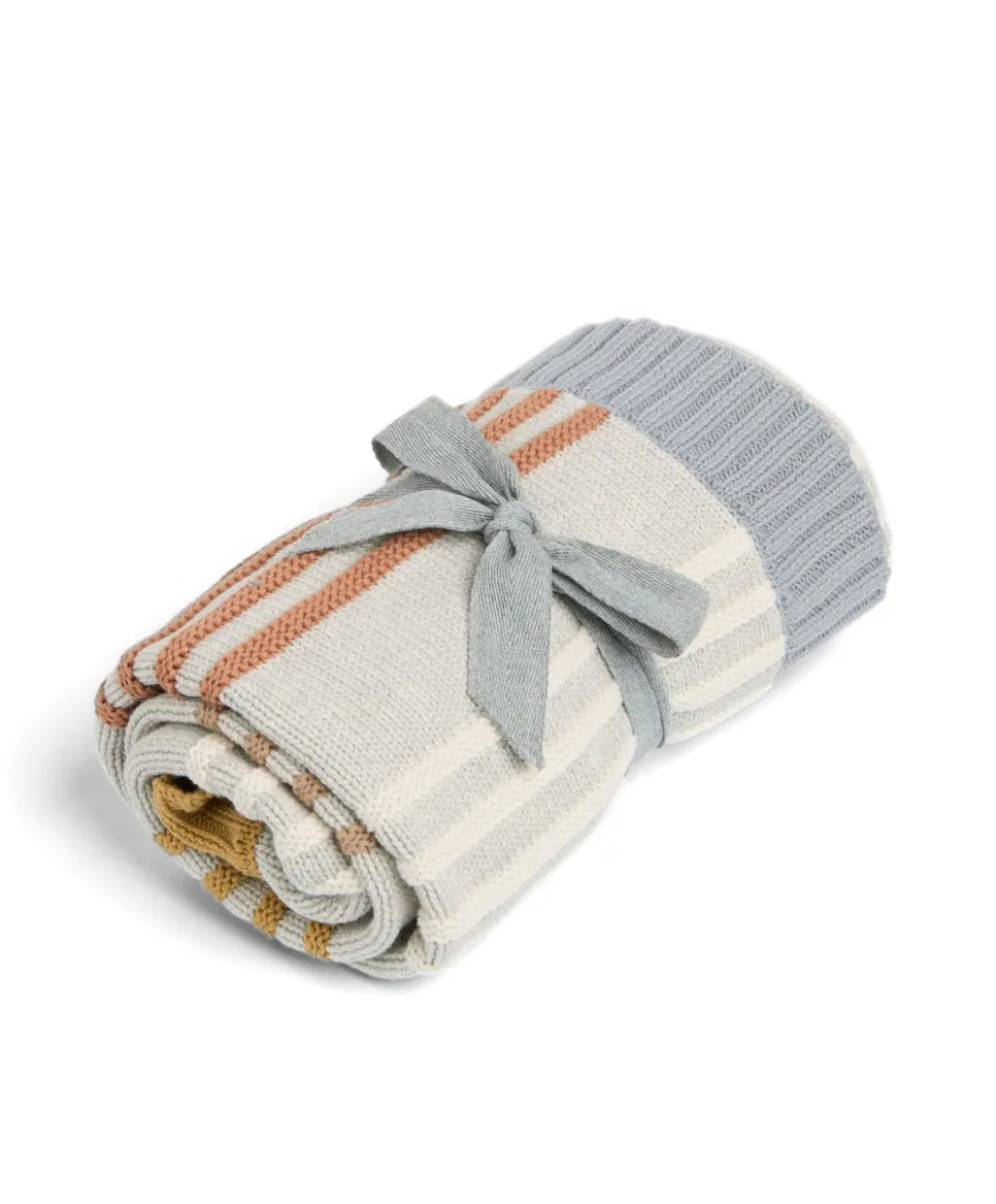 Knitted Blanket - Multi Colour Striped