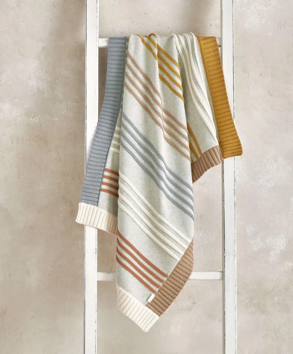 Knitted Blanket - Multi Colour Striped