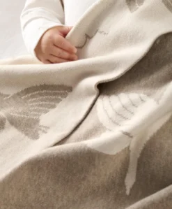 Knitted Blanket - Welcome to the World Duckling - Mocha