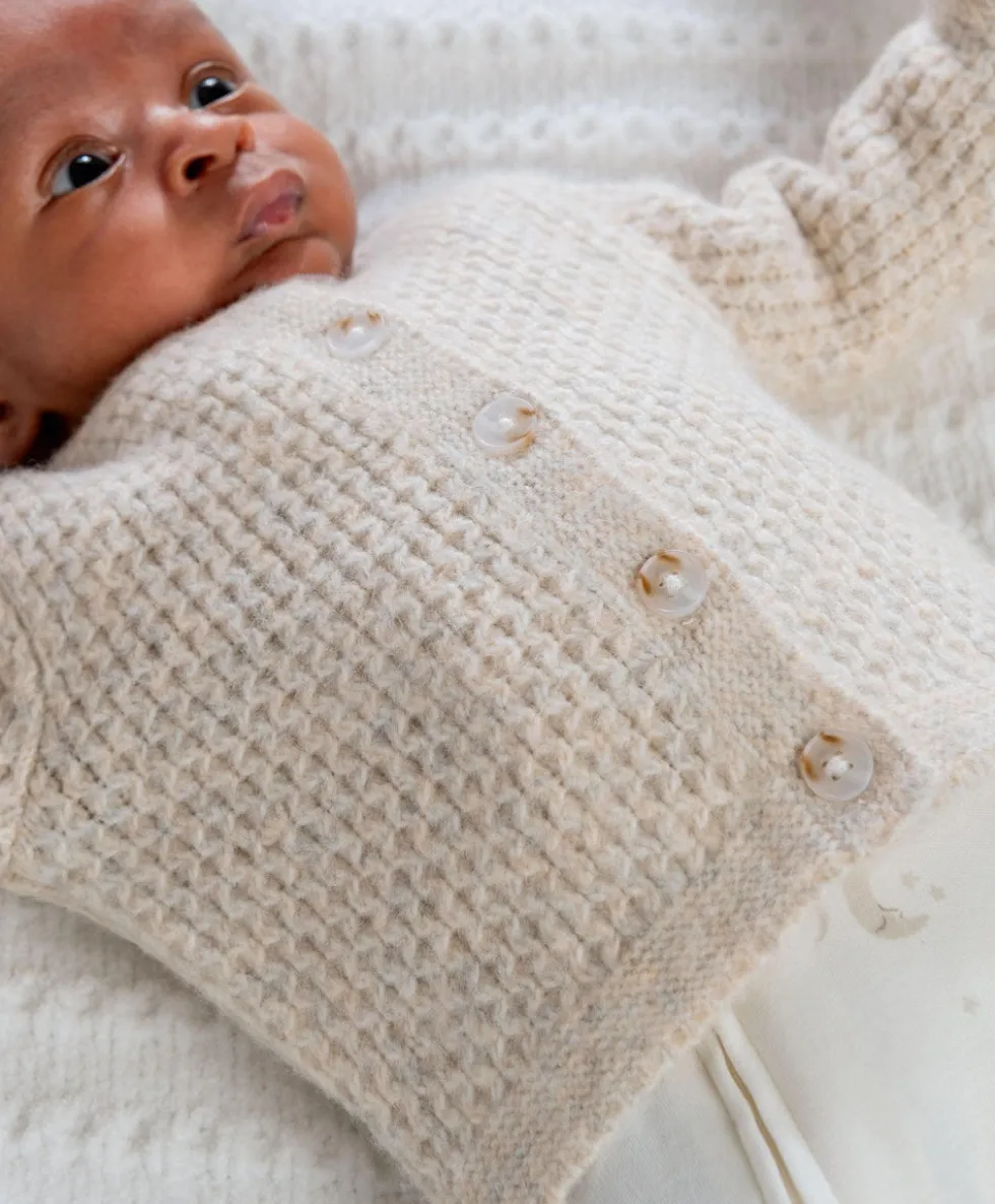 Knitted Cardigan with Button Fastening - Oatmeal