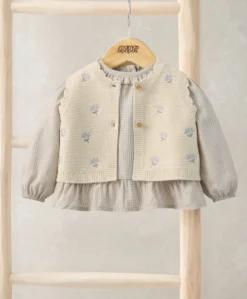 Knitted Girls Waistcoat & Top Set