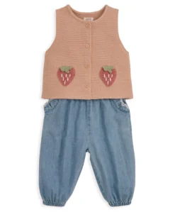 Knitted Waistcoat and Denim Trousers