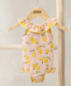 Lemon Print Frill Swimsuit