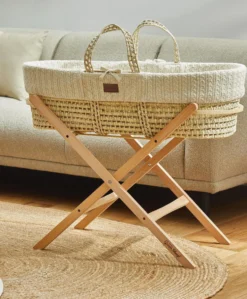 Little Green Sheep Knitted Moses Basket - Linen