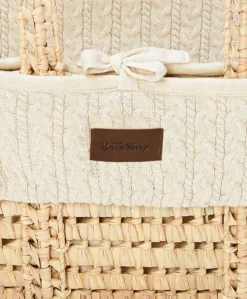 Little Green Sheep Knitted Moses Basket - Linen