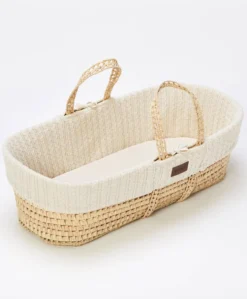 Little Green Sheep Knitted Moses Basket - Linen