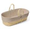 Little Green Sheep Muslin Moses Basket & Mattress - Truffle