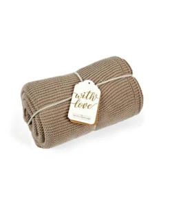 Little Green Sheep Organic Knitted Cellular Baby Blanket - Truffle