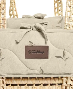 Little Green Sheep Quilted Moses Basket and Mattress - Leaves