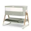 Lua Bedside Crib with Sheet & Mattress Protector Bundle - Sage/White