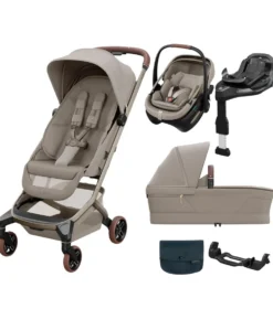 Maxi-Cosi Fame Cabin Pushchair Bundle with Maxi-Cosi Coral Slide Pro Car Seat & Base (5 Pieces) - Sapphire Sand