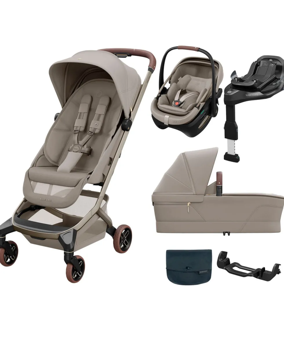 Maxi-Cosi Fame Cabin Pushchair Bundle with Maxi-Cosi Coral Slide Pro Car Seat & Base (5 Pieces) - Sapphire Sand