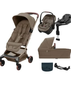 Maxi-Cosi Fame Cabin Pushchair Bundle with Maxi-Cosi Coral Slide Pro Car Seat & Base (5 Pieces) -Truffle