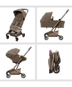Maxi-Cosi Fame Cabin Pushchair Bundle with Maxi-Cosi Coral Slide Pro Car Seat & Base (5 Pieces) -Truffle