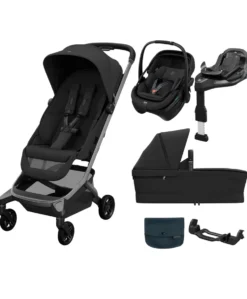 Maxi-Cosi Fame Cabin Pushchair Bundle with Maxi-Cosi Coral Slide Pro Car Seat & Base (5 Pieces) - Oynx Black
