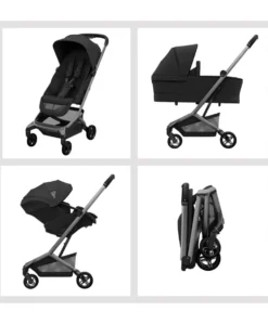Maxi-Cosi Fame Cabin Pushchair Bundle with Maxi-Cosi Coral Slide Pro Car Seat & Base (5 Pieces) - Oynx Black