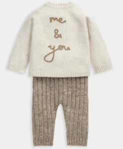 Me and You Bear Cardigan and Leggings Outfit Set