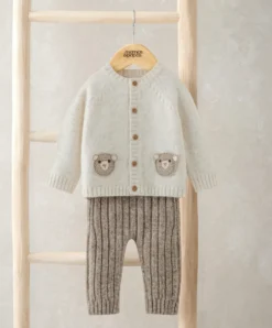 Me and You Bear Cardigan and Leggings Outfit Set