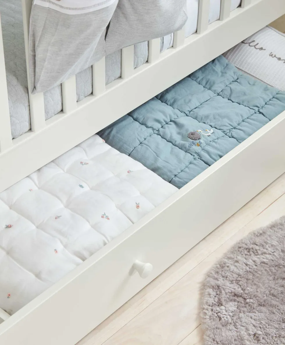 Mia Cotbed & Luxury Hybrid Twin Mattress Bundle - Off-White