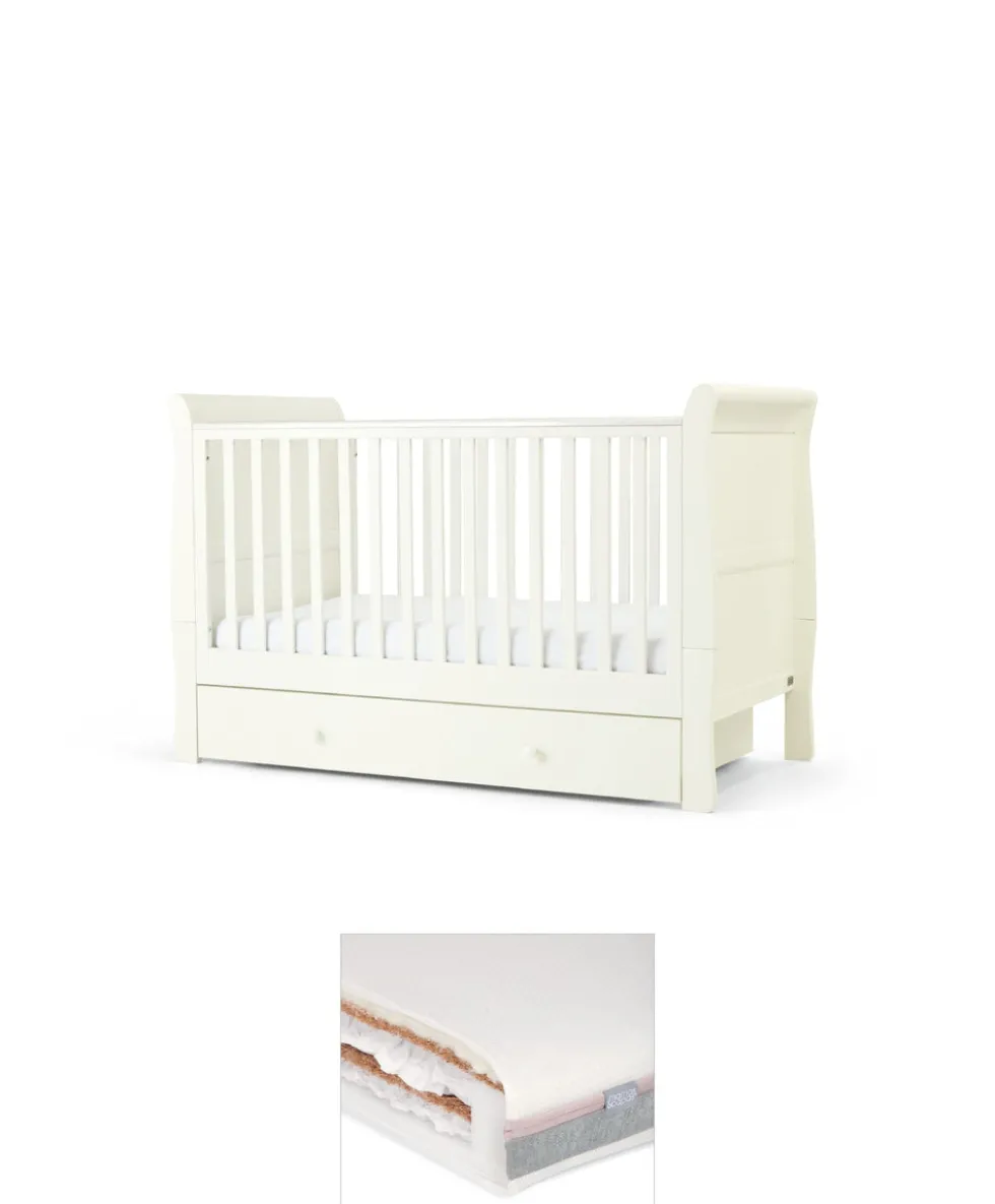 Mia Cotbed & Luxury Hybrid Twin Mattress Bundle - Off-White