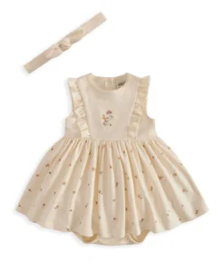 Mock Skirt Romper With Headband