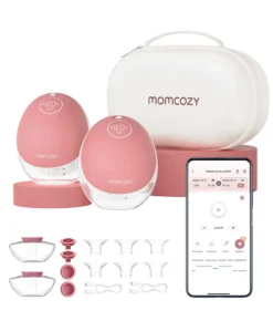 Momcozy M9 Double Breast Pump - White/Pink