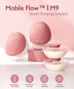 Momcozy M9 Double Breast Pump - White/Pink