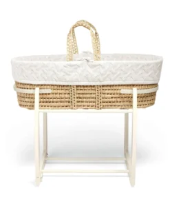 Moses Basket - White Cable Knit