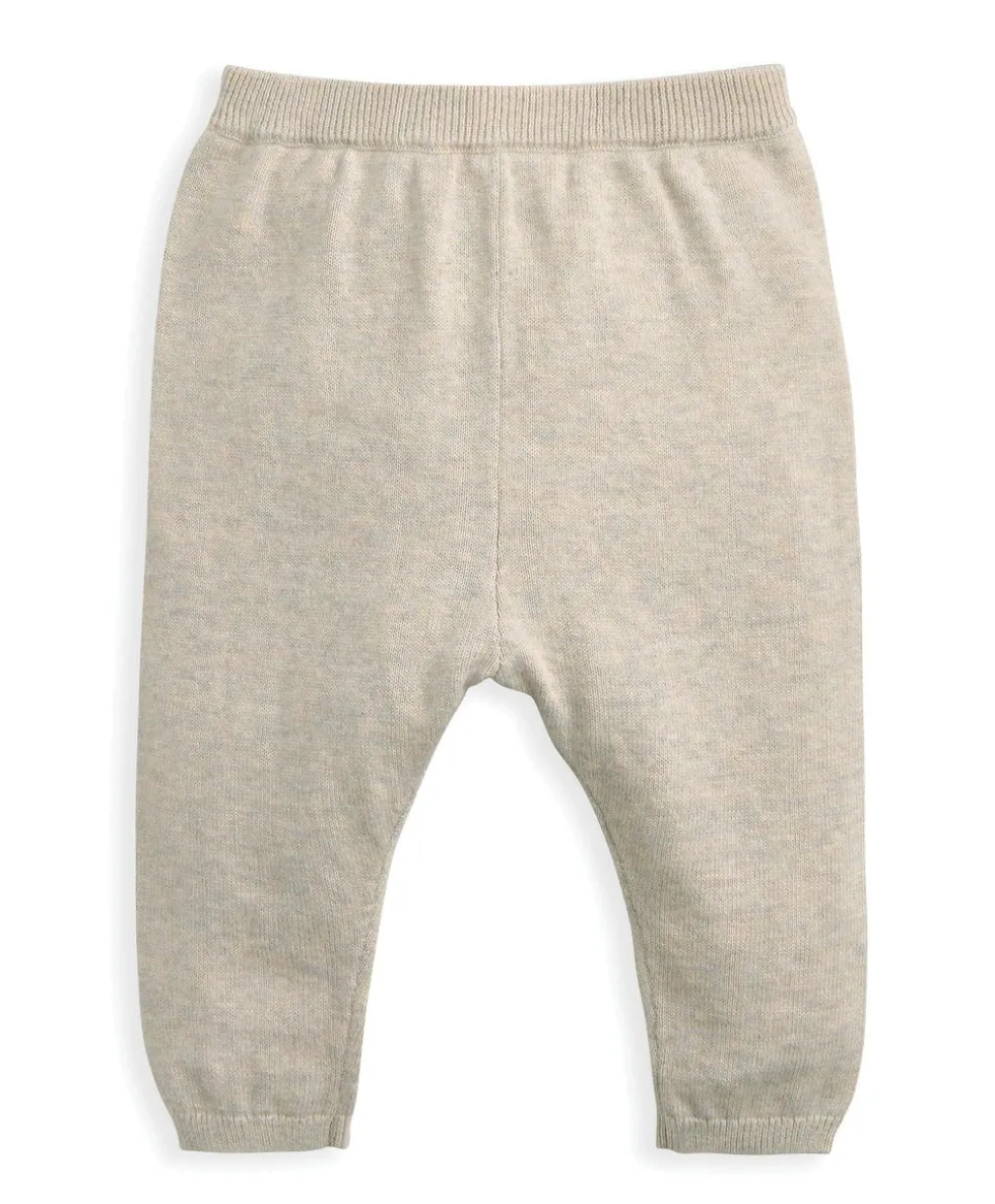 Oatmeal Knit Polo Bodysuit & Bottoms Set (2 Pieces)
