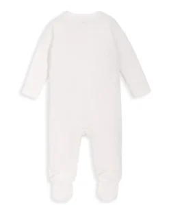 Organic Cotton Ribbed Sleepsuit - White