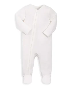 Organic Cotton Ribbed Sleepsuit - White