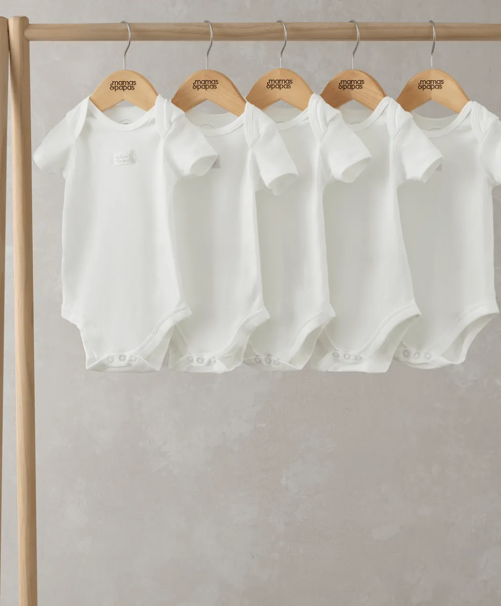 Organic Cotton Shortsleeved Bodysuits (5 Pack) - White