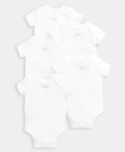 Organic Cotton Shortsleeved Bodysuits (5 Pack) - White