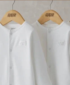 Organic Cotton Sleepsuits (Pack of 3) - White