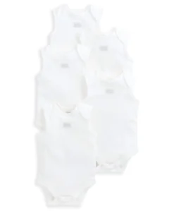 Organic Cotton Sleeveless Bodysuits (5 Pack) - White