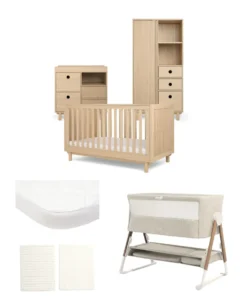 Oska Nursery Bundle With Lua Bedside Crib (6 Pieces) - Oak
