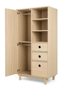 Oska Nursery Bundle With Wide Dresser Changer & Lua Bedside Crib (6 Pieces) - Oak