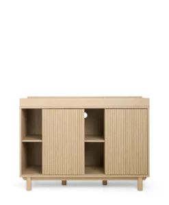 Oska Nursery Bundle With Wide Dresser Changer & Lua Bedside Crib (6 Pieces) - Oak