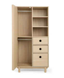 Oska Nursery Bundle With Wide Dresser Changer & Lua Bedside Crib (6 Pieces) - Oak