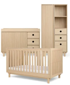Oska 3 Piece Cotbed Range With Wide Dresser Changer & Wardrobe - Oak