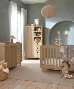 Oska 3 Piece Cotbed Range With Wide Dresser Changer & Wardrobe - Oak