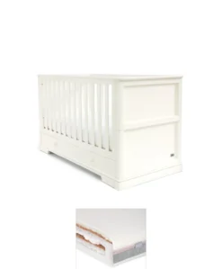 Oxford Cotbed & Luxury Hybrid Twin Mattress Bundle - Off-White